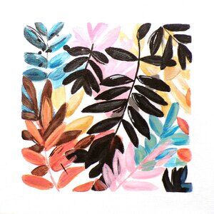 Original Abstract Botanical Painting Canvas Modern Floral Art